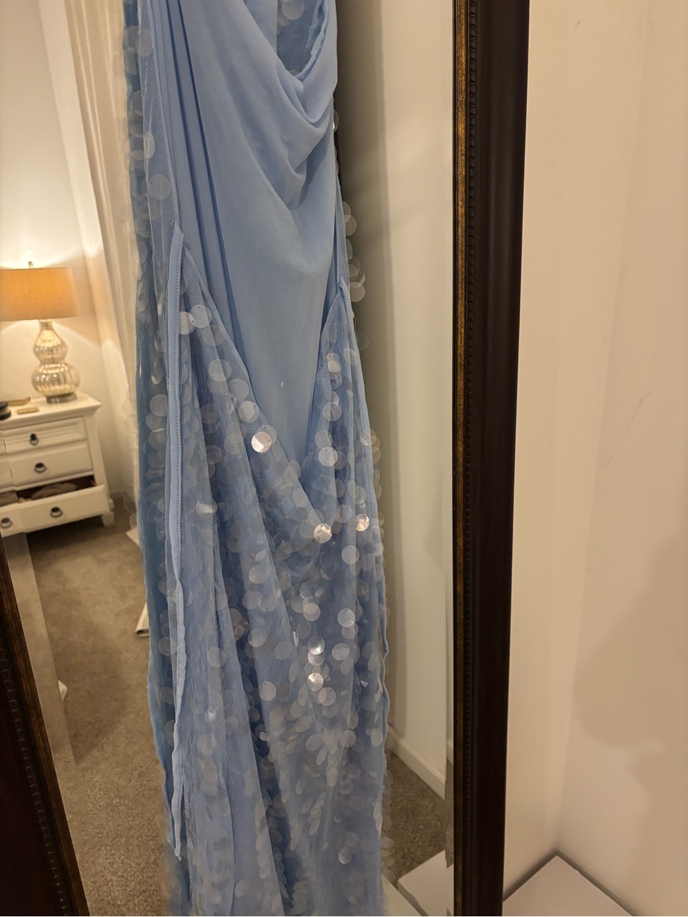 Hello Molly Pale Blue Sequin Halter Maxi Dress - Picture 5 of 5